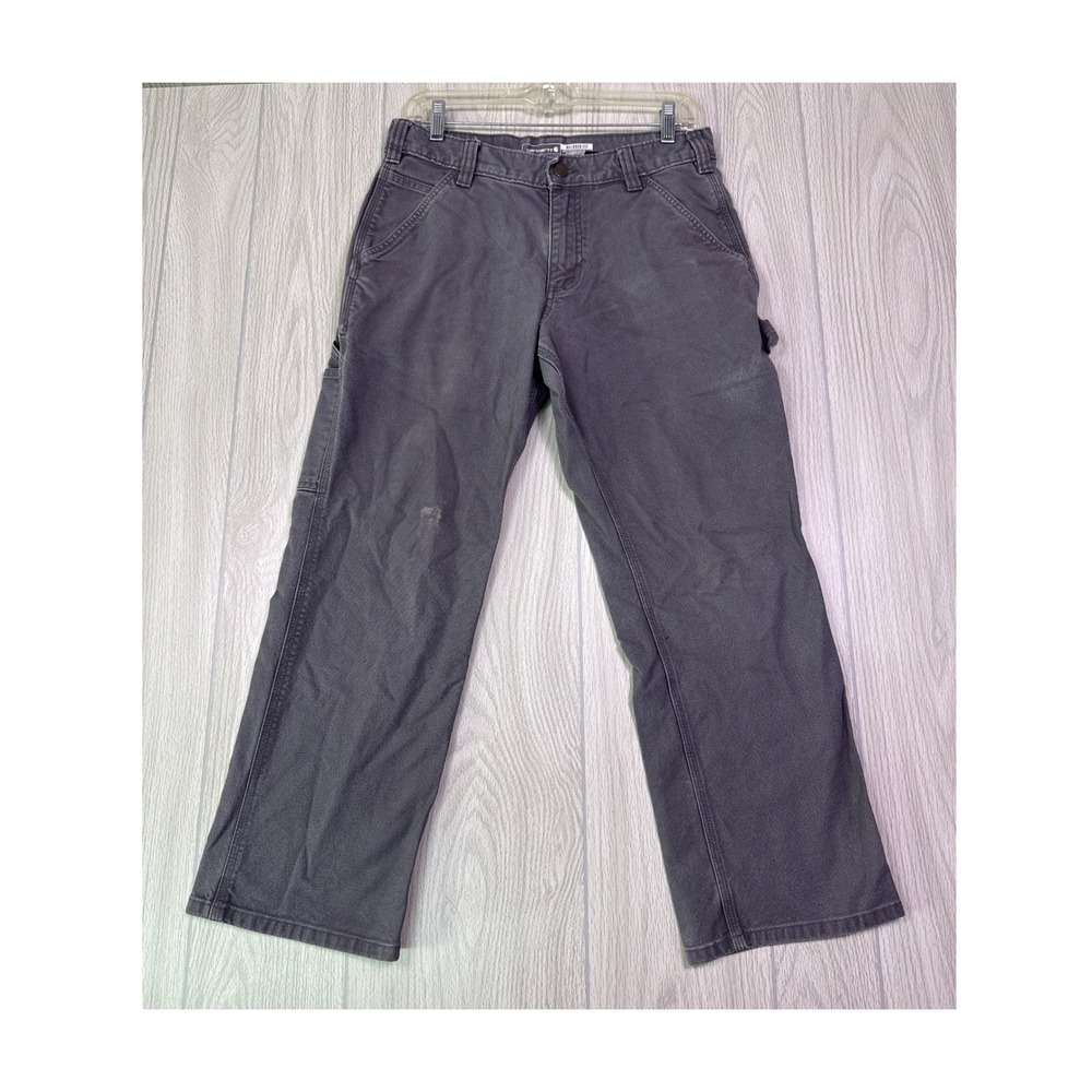 Carhartt Relaxed Fit Carpenter Pants Gray Canvas Workwear 31x28